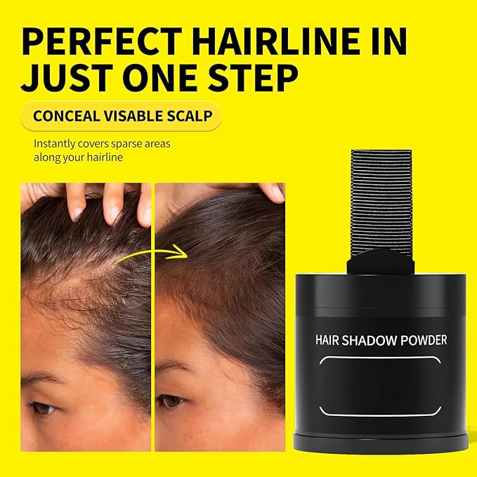 Gowwim Root Touch up Powder, Instantly Gray Hair Cover up Hairline Powder for Women & Men Waterproof and Sweatproof Root Cover Up Long-Lasting for Thinning & Loss Hair (Medium Brown, 10g)