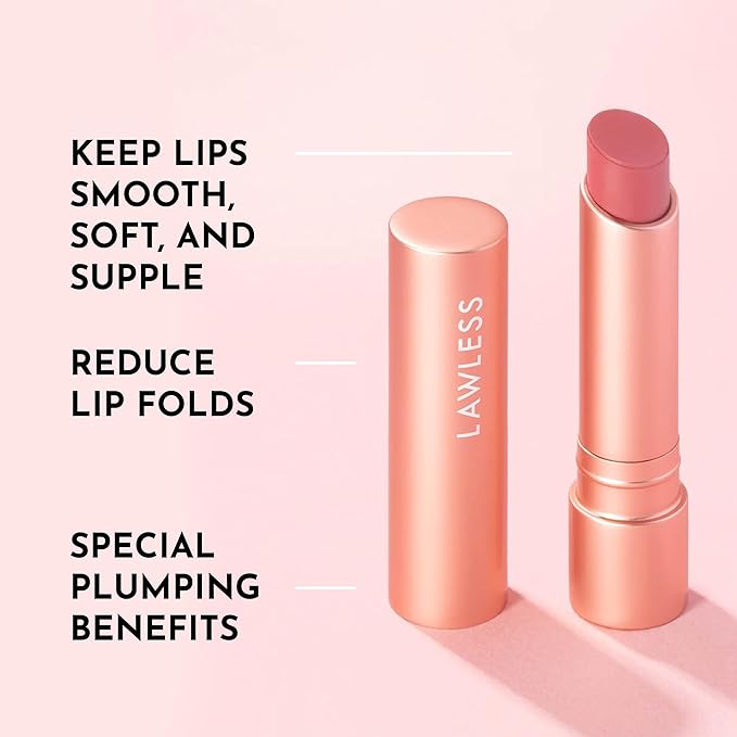 Lawless Forget the Filler Lip Plumping Line Smoothing Tinted Balm - Posey - Premium Tinted Lip Balm with Natural Ingredients to Plump and Smooth Lips for a Firmer, Fuller Look - 0.09 oz