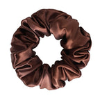 Silk Scrunchies for Women, 100% Mulberry Silk Hair Ties No Damage, Gentle No-Pull Elastic Ponytail Holders, 1Pc (Coffee)