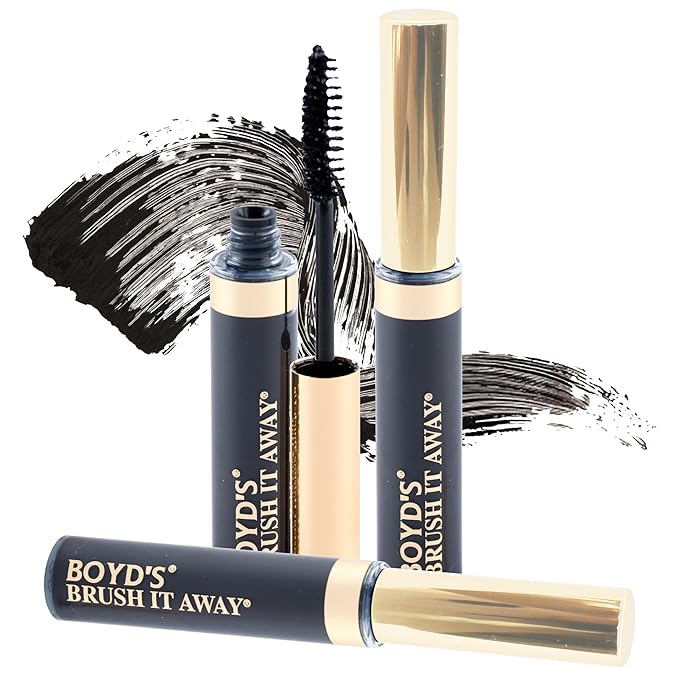 Boyd’s Brush It Away | Grey Hair Root Touch Up for Women & Men | Temporary Hair Color Mascara | Quick-Dry Water-Resistant Concealing Formula | Black, 3-Pack