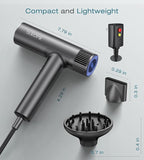 Blow Dryer,110000RPM High-Speed Brushless Motor, Fast-Drying Negative Ions Intelligent Constant Temperature Hair Care Dryers, Professional Hair Dryer with Attachments for Home&Salon (Grey)