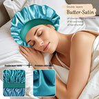 Satin Silk Bonnet for Sleeping, Soft Satin Lined Hair Bonnet for Women, Double Layer Sleep Nightcap