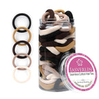 100 pcs Seamless Cotton Hair Ties, Thick Hair Elastic Bands Soft No Damage Ponytail Holders for Women Girl 1.5 inch (5 Colors)