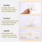 White Hair Clips for Women - 8 Pack 4.3 Inch Large Matte Banana Claw Clips for Women Thin Thick Curly Hair, Big Strong Hold jaw