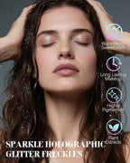 Makeup Patches, Holographic Multichrome Stickers Temporary Face Tattoos, Body Face Glitter for Women Girls, Country Concerts Singer Festival Rave Accessories (iridescent - 10 pcs)