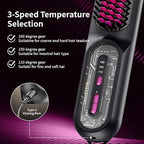 Travel Brush for Women, Portable Cordless Hair Straightener Brush, Mini Hair Straightener with 9600mAh Battery, Fast Charging & 100M Negative Ions - Cordless Portable Styler for On-The-Go (Black)