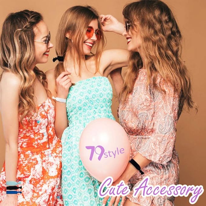 79STYLE 100pcs Neutral Color Elastic Ribbon Hair Ties No Crease Knotted Ponytail Holders Fabric Hair Ties For Women Fine Curly Hair (Neutral Colors)