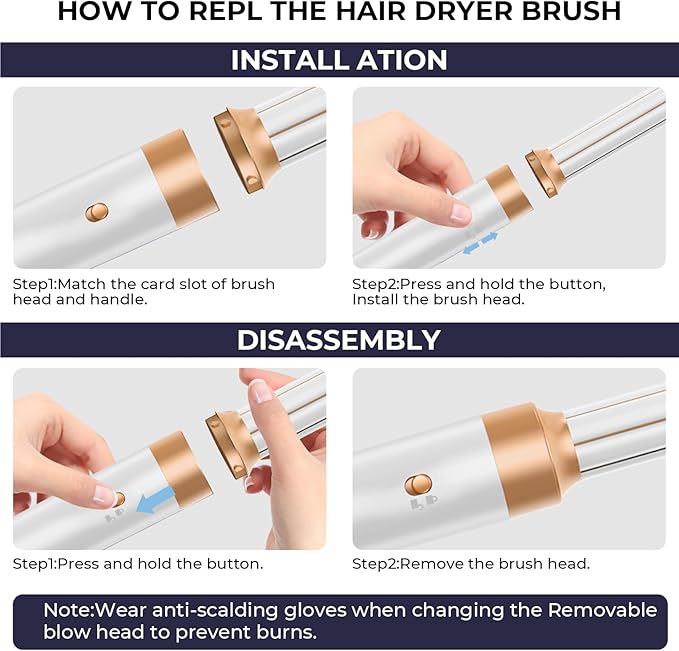 Hair Dryer Brush,Blow Dryer Brush with Attachments,110000 RPM Curly Twist 7 in One Air Style, Professional Ionic Hair Styling Tool, Left & Right Air Curler, Volumizer