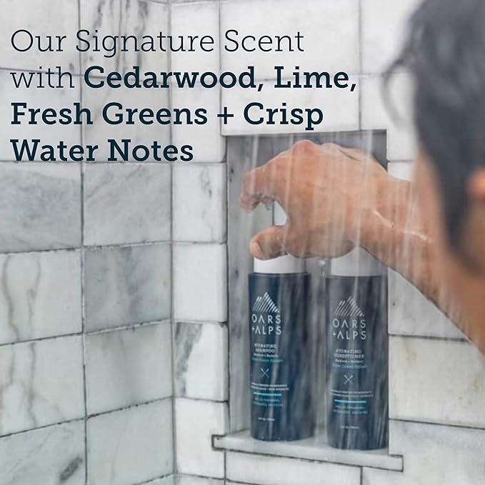 Oars + Alps Men's Sulfate Free Hair Shampoo and Conditioner Set for Men & Women, Infused with Kelp & Algae Extracts, Nourishing & Moisturizing, Paraben Free, Fresh Ocean Splash Scent, 2pk, 13.5oz