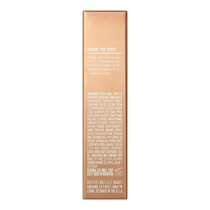 e.l.f. SKIN Bronzing Drops Mini, Liquid Bronzer For Face & Skin, Creates A Sun-Kissed Glow, Infused With Vitamin E, Vegan & Cruelty-Free, Pure Gold