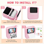 Instant Print Camera for Kids, Christmas Birthday Gifts for Girls Boys, 1080P Instant Digital Print Cameras for Toddler,Portable Toy for 4 5 6 7 8 9 10 Year Old Girl with 32GB SD Card，Pink