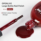 16.5ml Dark Red Nail Polish Large Volume Quick Dry Nail Polish, Long Lasting Shine, Fingernail Toenail Nail Art DIY Home Travel Nail Art Gift
