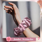 CEELGON Pink Big Satin Scrunchie 6.5 Inches Jumbo Scrunchies Silky Hair Ties Oversized Ponytail Holder for Thick Curly Hair Extra Large Hair Accessories for Women (Pink)