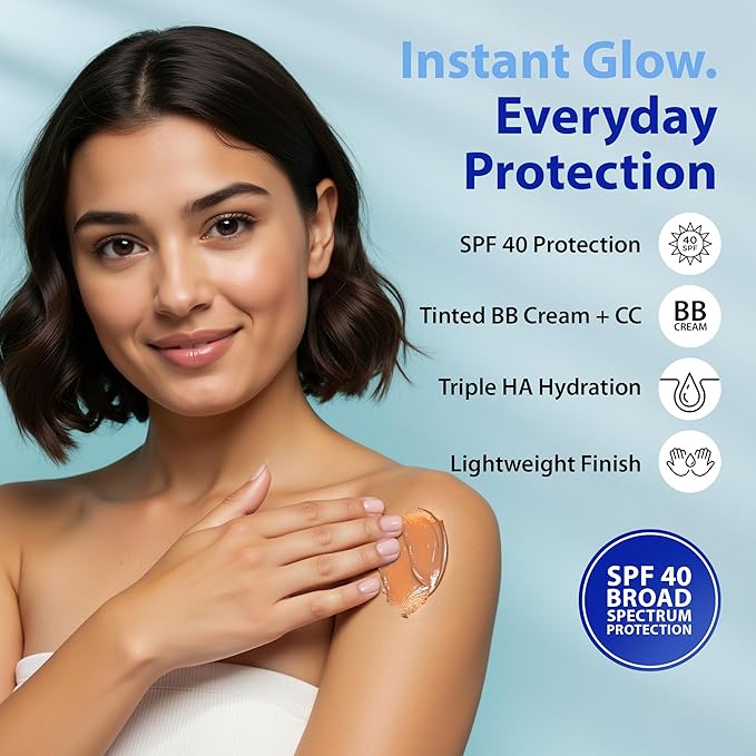 Dr. Denese SPF 40 Defense Day Cream 4 oz – Natural Tinted Moisturizer & Daily Sunscreen for Radiant Hydrated Skin – BB Cream with Antioxidants for Smooth Even Tone – Universal Shade for All Skin Types