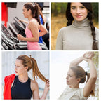 79STYLE 100 Pcs Elastic Hair Ties Ribbon Hair Ties Black White Ribbon Ponytail Holders, No Crease No Pull Soft Fabric Yoga Twist Hair Bands Hair Accessories Hand Knotted Fold Over Solid Colors (Black