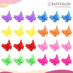 Butterfly Clips for Hair, Y2K Small Mini Hair Claw Jaw Plastic Aesthetic Accessories 90s Girls Women 8 Colors 50 Pcs (Neon Glow)