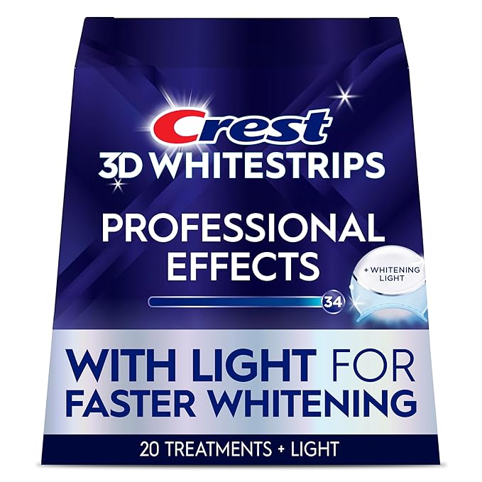 Crest 3D Whitestrips Professional Effects + LED Light – Teeth Whitening Kit, 1 Light + 20 Treatments, Each with 1 Upper/1Lower, 40 Strips – Crest 3DWhite Teeth Whitening Strips