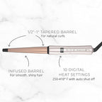 Remington Shine Therapy Argan Oil & Keratin Infused ½-1 Inch Tapered Curling Wand for Natural Curls, Includes Heat Glove