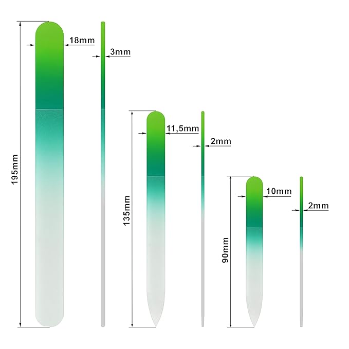 Beauty Glass Nail File - Mont Bleu Set of 3 Crystal Nail Files in Pouch - Genuine Czech Tempered Glass - Handmade Mother's Day Gifts - Best Nail Files Prime for Manicure Tool Kit