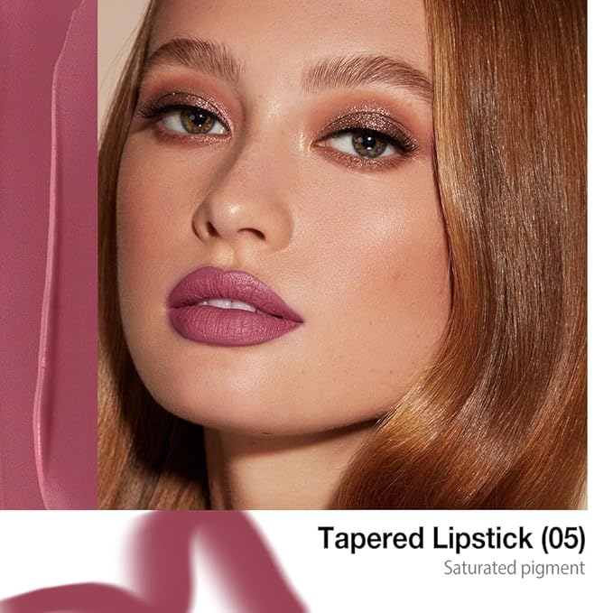 Mauve Purple Gradient Matte Lipstick Crayon Lip Liner pencil,Crayon Form and Cone Tip 2-in-1 Lip Liner and Lipstick Lip Combo Set Achieve Flawless Contour Gradual Ombre Effect lip Pencil for Old Women