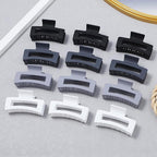 12 Pcs Medium Hair Clips for Women, 3.5 Inch Square Claw Clips, Colorful Hair Claw Clips for Thick and Thin Hair, Bulk Hair Accessories for Women and Girls- Grey