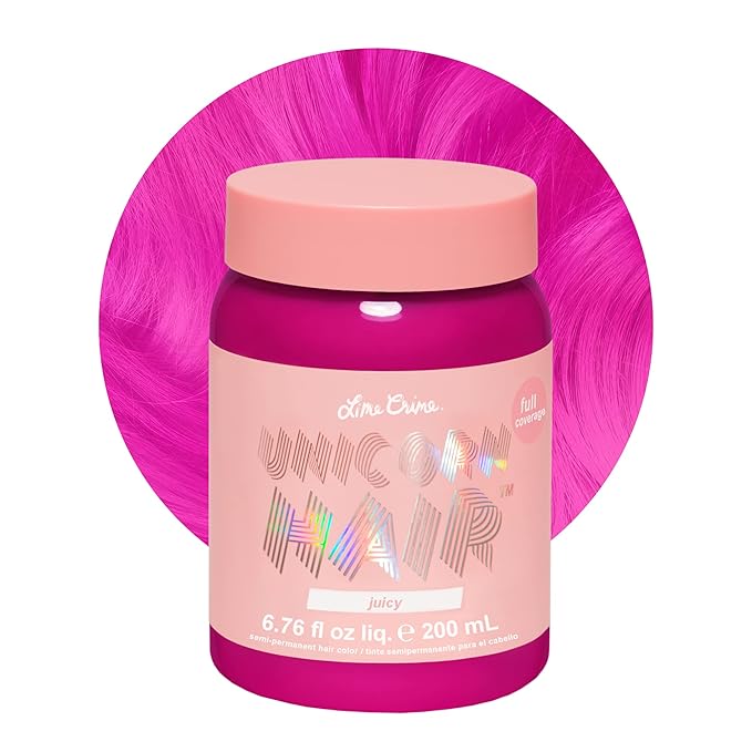 Lime Crime Full Coverage Unicorn Hair Dye, Juicy - Damage-Free Semi-Permanent Hair Color Conditions & Moisturizes - Temporary Hair Tint Kit Has A Sugary Citrus Vanilla Scent - Vegan
