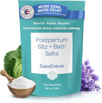 CaboCréme Postpartum Sitz + Bath Salts – 24oz – Postpartum Bath Soak for Perineal Care, Healing Tears, Swelling & Hemorrhoids – Dead Sea Salt with Magnesium, Arnica, Calendula + Cabbage Extract