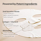 MOTHER MADE Glowing Glass Skin Hydrating Snail Deep Collagen Face Masks 10 EA, with Niacinamide 2%, Vitamin E, Facial Masks for Dry, Sensitive Skin, Kbeauty Essentials, Self Care, Korean Skincare