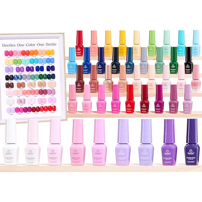 Beetles Gel Nail Polish Kit with U V Light - One Color One Bottle 45 Colors Gel Polish Kit 75 Pcs Gifts for Women Teen Girls with Top Base Coat Beauty Must Have DIY Salon Emotional Journey Collection