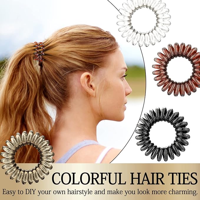 27 PCS Spiral Hair Ties,No Crease Coil Hair Elastic Hair Bands Multi Color Waterproof Phone Cord Hair Accessories For Women Girls Ponytail Holders