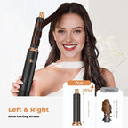 5 in 1 Hair Dryer Brush Set,Professional Negative Ionic Hot Air Styler, Air Curling Wrap Styler,Detachable Blow Dryer Brush With Auto Wrap Curlers,Hair Styling Tools For Straight/Curl/Drying/Smoothing