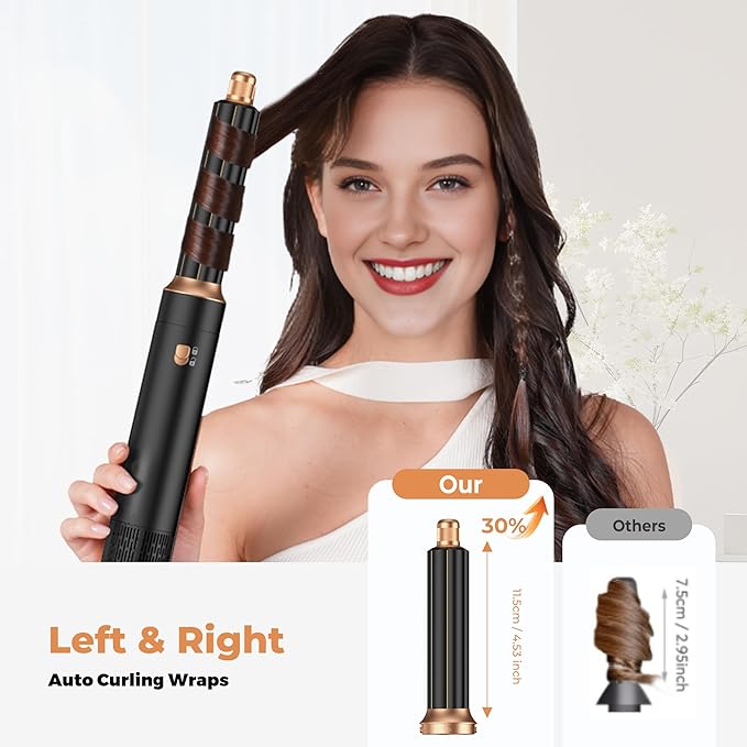 5 in 1 Hair Dryer Brush Set,Professional Negative Ionic Hot Air Styler, Air Curling Wrap Styler,Detachable Blow Dryer Brush With Auto Wrap Curlers,Hair Styling Tools For Straight/Curl/Drying/Smoothing