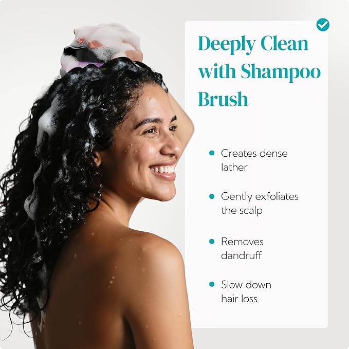 HEETA Hair Scalp Massager Shampoo Brush 2 Pack, Soft Silicone Bristles to Remove Dandruff, Waterproof Hair Scrubber for Both Wet Dry Use, Suitable for Men & Women (Turquoise & Purple)