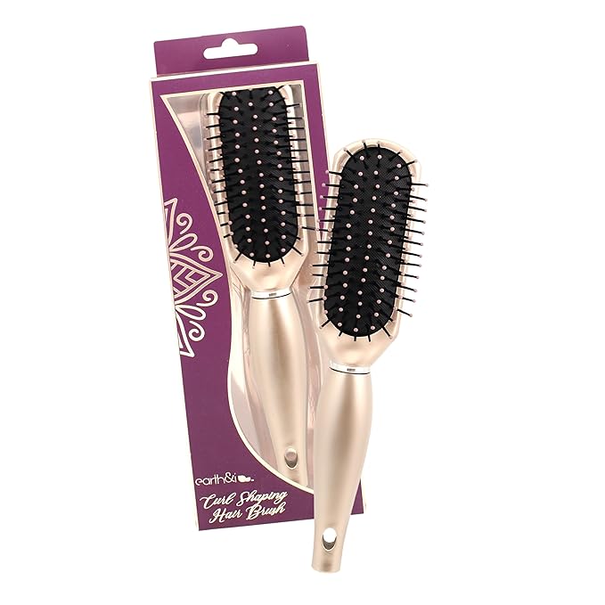 Earth & I ROSEGOLD Curly Hair Styling Brush, Curl Products for Curly Hair, Volume Brush, Cepillo Para Cabello Rizado, Detangler and Styling Essentials, 2A to 3C, cepillo para definir rizos