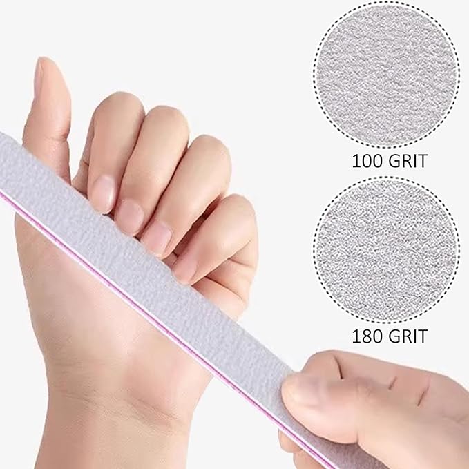 21 Pcs Nail File 100/180 Grit Nail Files,Gray Double Sided Emery Boards,Professional Nail Files for Natural and Acrylic Nails