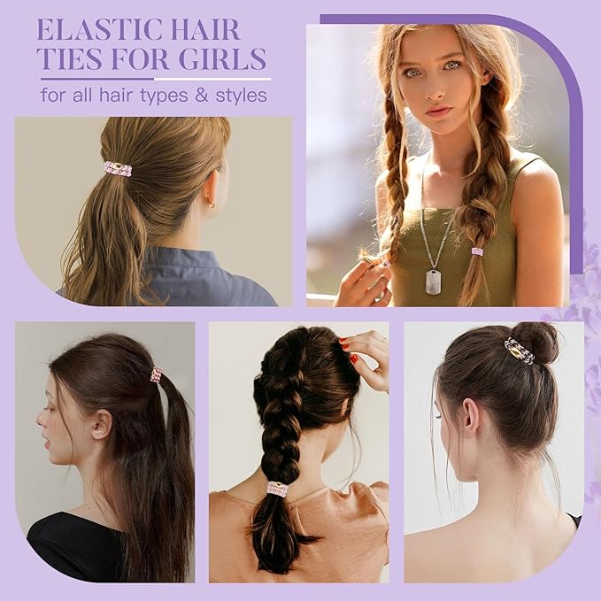 Hair Ties No Damage - 10PCS Ponytail Holders - Elastic Hair Ties for Thick Hair - Braided Hair Bands for Women Girls's Hair - Violet