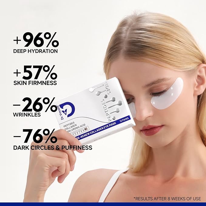 Peptide Under Eye Patches, Firming Eye Patches Instant Reduces Dark Circles and Puffiness, Collagen Under Eye Mask for Bags Treatment, Wrinkles, 60 Pairs