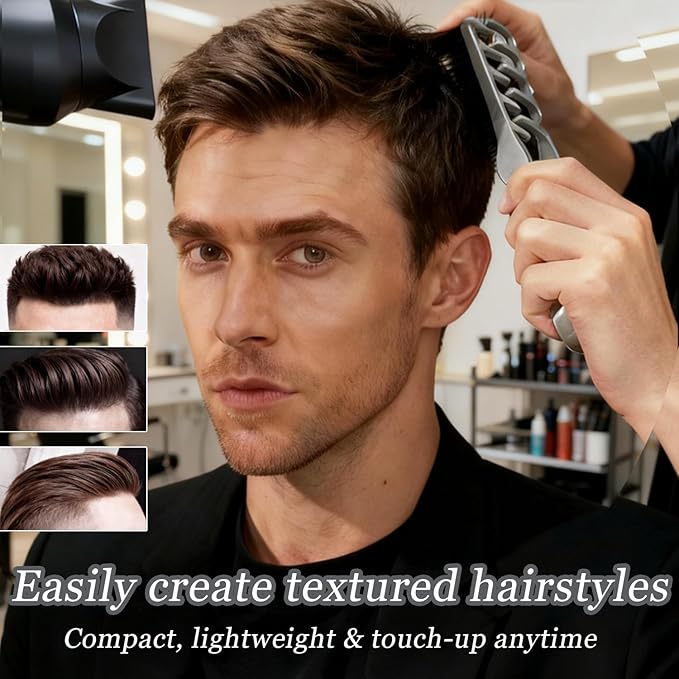 Texture Comb, Volumizing Wide-Tooth Hair Styling Comb,Fluffy Wide Tooth Curly Hair Comb, Men's Textured StylingComb for Volume,Fringe Parting Styling Accessory,for Men & Women (Grey)