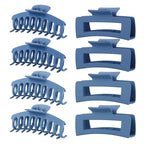 Blue Hair Clips for Women - 8 Pack 4.3 Inch Large Hair Claw Clips for Women Thin Thick Curly Hair, Big Matte Banana Clips,Strong Hold jaw clips