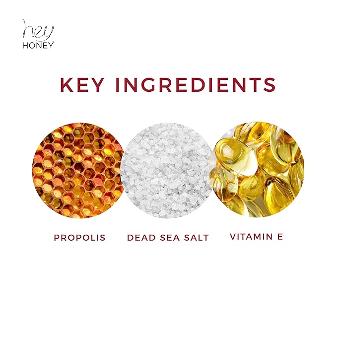 Hey Honey Skincare Propolis and Dead Sea Salt Microdermabrasion Facial Scrub For Sensitive Skin | Non-Abrasive Exfoliating Aimed Brighten Acne Scars, Remove Blackheads & Dead Skin Cells | 2.2 oz