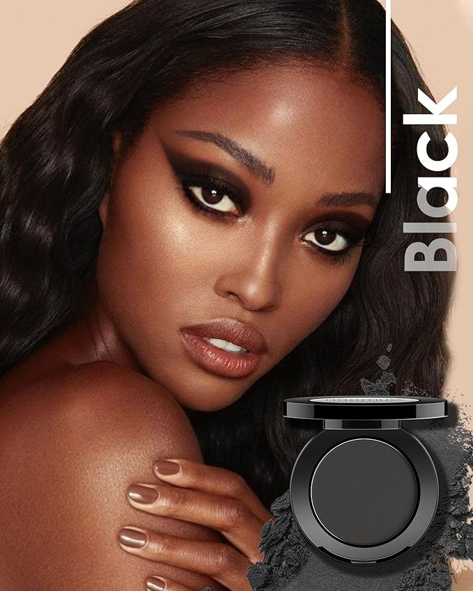 Black Eyeshadow Handmade Goth Eye Sahdow Makeup Palette for Halloween Pigmented Long Lasting Black Matte Eyeshadow-1Black