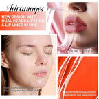 1Pcs 2 in 1 Orange Red Matte Lip Liner and Liquid Lipstick Stain Makeup Set for women, Orange Red Long Lasting Smudge Proof Lip Tint Matte Finish Lip Gloss for All-Day Color Hold Easy to Use 54#