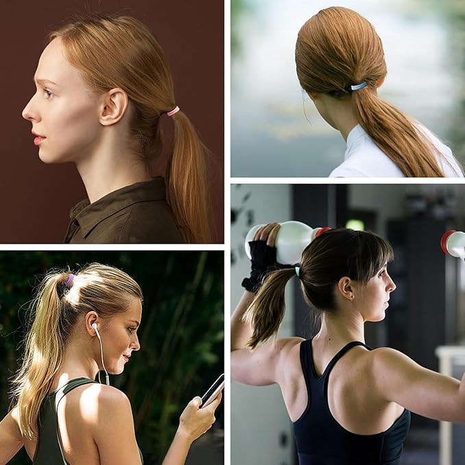 Nylon Hair Ties - No Damage,Strong Soft Cotton Hair Bands Accessories for Thick Hair 100PCS Ponytail Holders for Women Girls