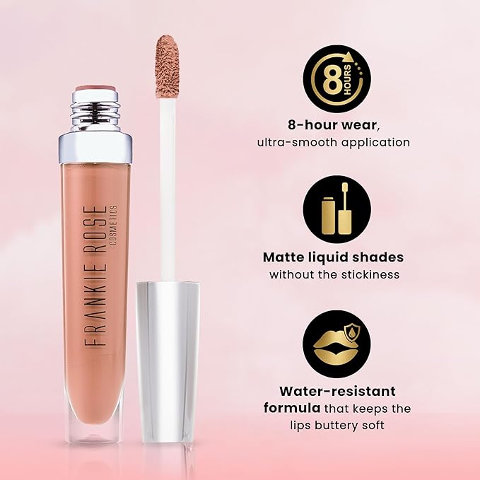 Frankie Rose Cosmetics Ultra Matte Liquid Lipstick - Long Lasting Lip Cream - Highly Pigmented, Smooth, Creamy Lip Color for Women - Bitter Sweet