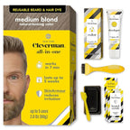 Cleverman Medium Blond All-in-One Reusable Kit for Men's Natural-Looking Gray Coverage - Professional-Quality Hair, Beard & Mustache Color, Ammonia-Free