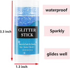MEICOLY Blue Face Body Glitter Stick,Blue Hair Face Glitter Makeup,Mermaid Chunky Glitter Face Paint,Waterproof Sparkle Festival Rave Accessories for Women