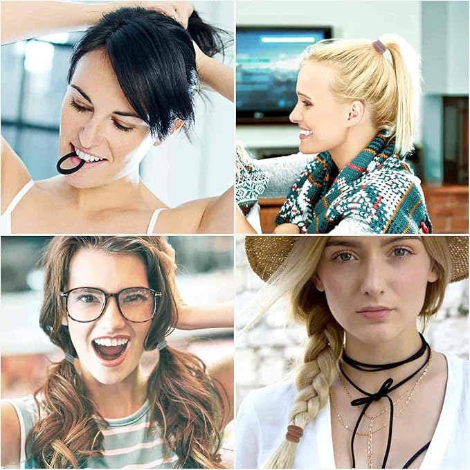 100 Pcs Hair Ties No Damage Elastic Hair Bands for Women Girls, Soft Ponytail Holders for Thick and Thin Hair, Bulk Pack Seamless Hair Accessories