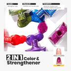 Beetles Glitter Nail Polish Set 7Pcs, Fast Drying & Long Lasting Red Blue Green Nail Polish with 2 IN 1 Base & Top Coat and Cuticle Serum 20ml, All-in-One Care 4th of July Nails Kit Christmas Gift Set