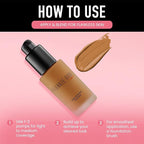 Frankie Rose Cosmetics Matte Perfection Foundation Makeup – Long-Lasting, Hydrating Foundation for Semi-Matte Finish - Foundation Full Coverage for All Skin Types - (Latte) 1.0 US fl oz / 30 ml
