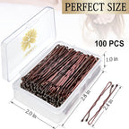 100PCS 2.4Inch Bobby Pins Brown,Pain-Free Bobby Pins for All Hair Types,Hair Pins for Women Girls,Hairpins for Buns with Box(Brown)